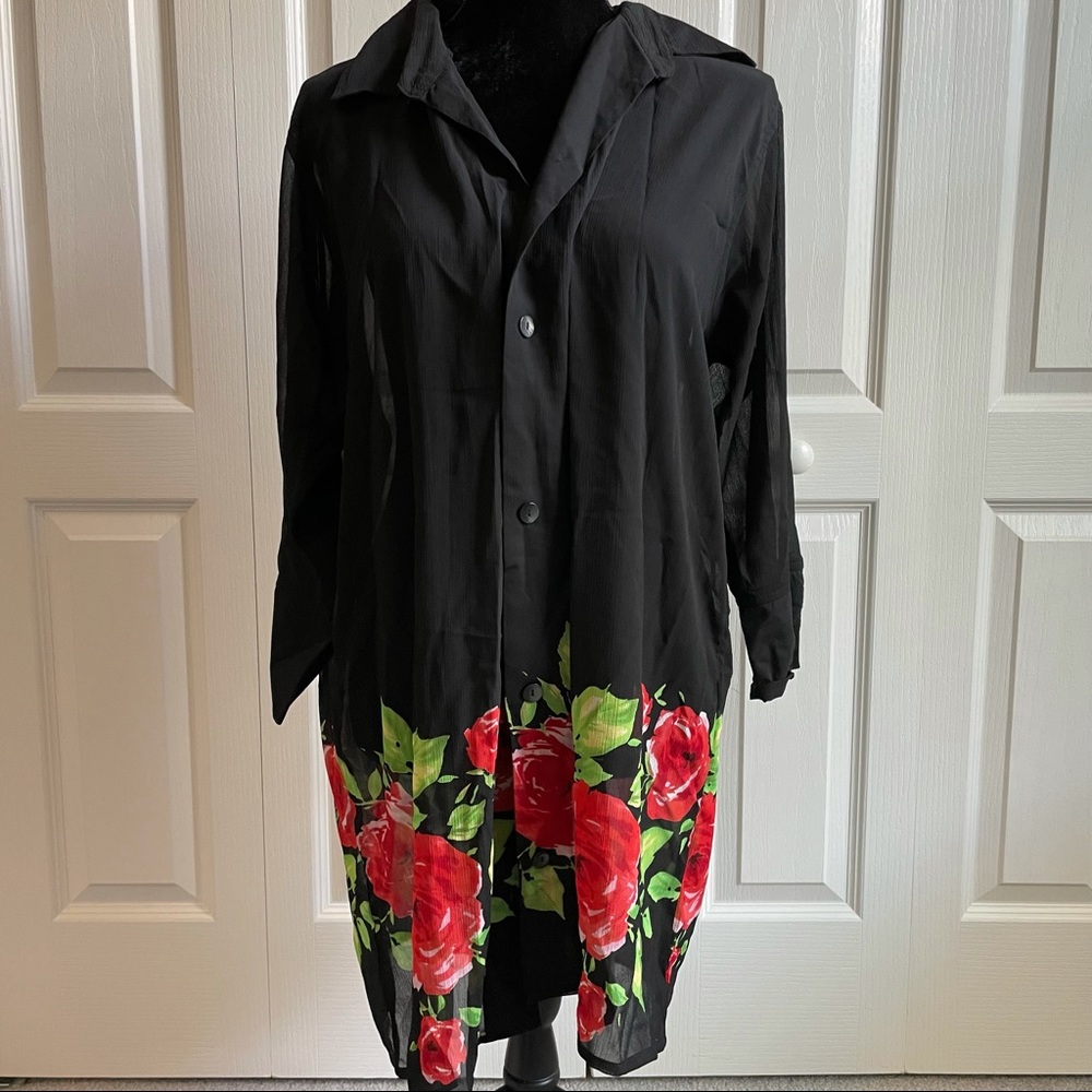 Cole Black Floral Sheer Top
